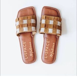 L*Space X Matisse Soleil Woven Brown and Cream Sandals slides size 8
